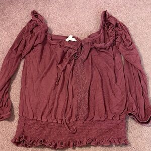 Glitz Maroon Ruched Blouse